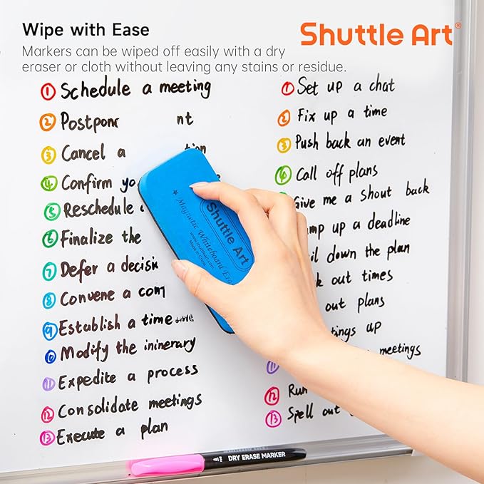 Shuttle Art Dry Erase Markers, 16 Colors Whiteboard Markers,Fine Tip Dry Erase Markers for Kids,Perfect For Writing on Whiteboards, Dry-Erase Boards,Mirrors,Calender, School Office Supplies