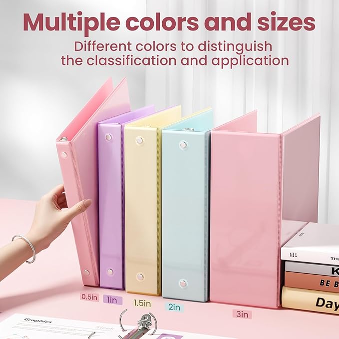 SUNEE 3 Ring Binder 2 Inch 2 Pack, Clear View Binder Three Ring PVC-Free (Fit 8.5x11 Inches) for School or Office Supplies, Pink & Blue