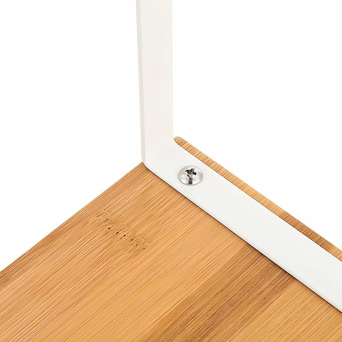 NEX Bamboo Kitchen Cabinet and Counter Shelf Organizer, Stackable & Expandable, Set of 4, White and Natural