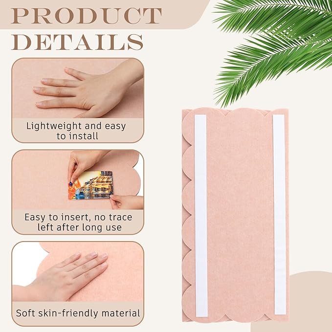 Mooliwe Scalloped Felt Bulletin Board 24 x 18 Inches Foldable Flesh Pink Pin Cork Board Alternative for Wall, 2' x 1.5' Trifold Picture Vision Self Adhesive Bulletin Decorative