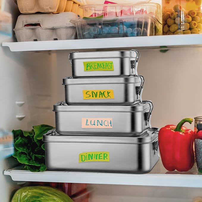 Leonyo 81oz 18/10 Stainless Steel Lunch Box for Adults, 2400ml Metal Bento Box with Divider, Leak-Proof Lunch Food Containers for Woman Man, Dishwasher Safe, Oven Safe Except for Lid