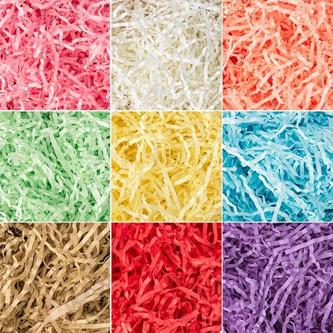Ankelesz 50g Easter Raffia Grass Paper Shred for Gift Wrapping Basket and Gift Box Filling，Crinkle Cut Paper for Wrapping (Kaqi)