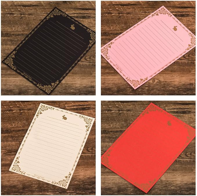 100 Sheets Black Rabbit Stationery Lined Paper,A5 Stationery Writing Paper with Antique Border Design,Letter Size (Unpunched) Ruled Filler Pape for Writing Letters,Vintage Invites