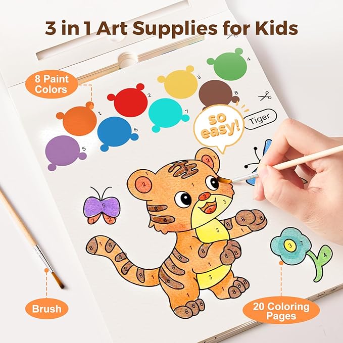 Jar Melo Paint with Water Books for Toddlers, Mess Free Watercolor Painting Activity for Kids Ages 1-3, 2-4, 4-6, Art Craft Coloring Gift with Brush, Airplane Travel Activities for Toddlers, Animals