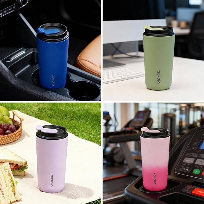 BJPKPK 16oz Insulated Tumbler with Lid,Travel Coffee Mug Stainless Steel,Leakproof Reusable Thermal Cup for Cold and Hot Drinks,White