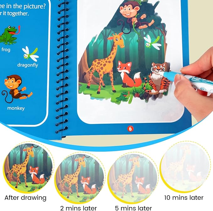 8 Pack Water Coloring Books, Reusable Water Painting Books with Dinosaur Animal for Toddlers Coloring Book for Toddlers Gifts, Toddler Travel Toys
