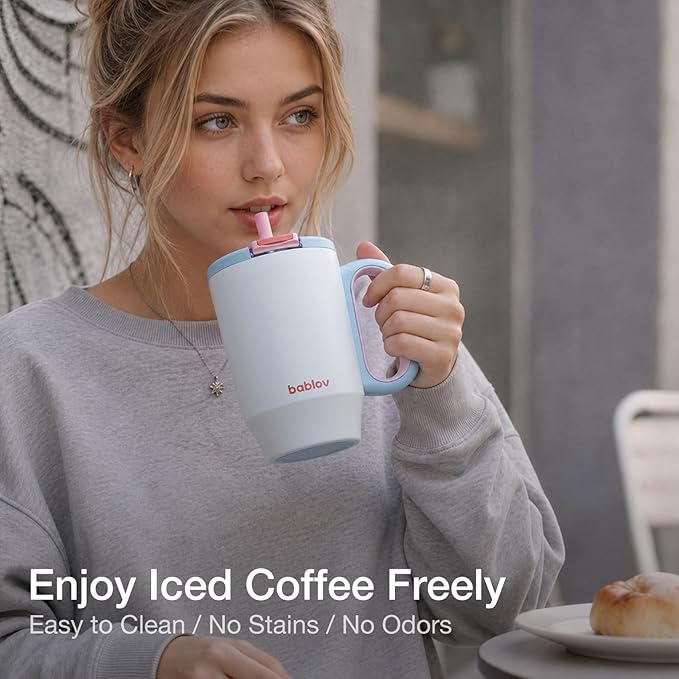 insulated tumblers for travling camping, 316L Stainless Steel Tumbler with Lid and Straw, 27 oz Coffee Tumbler with Handle for Tea, Cold Hot Beverages at Home Office or on the Go Travel Coffee Mugs