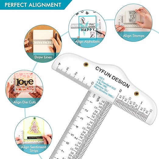 6PCS 6 Inches/15cm Acrylic Clear T-Square Ruler, Inches and Metric, T Square Ruler, Transparent, T Ruler, for Crafting Drafting and General Layout Work Art Framing & Drafting Scrapbooking Crafting