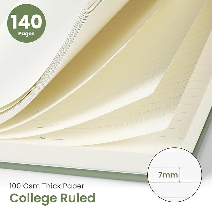 Taja Lined Spiral Journal Notebook for Women & Men, 140 Pages, College Ruled Hardcover Notebook for Work & Note Taking, Journals for Writing, A5(5.7" x 7.9") -Multi, 6 Pack
