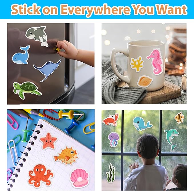 Jelly Sticker Books for Toddlers 2-4 Years, Under The Sea Stickers for Kids 1-3, Reusable Sticker Book for Toddler Easter Basket Stuffers ＆Travel Essentials Plane Activities (Under The Sea)
