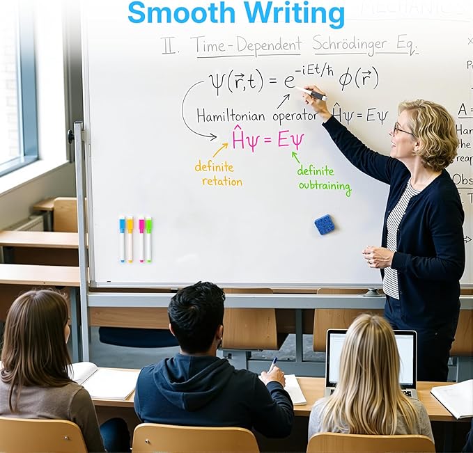 OWLKELA 10 Pcs Magnetic Dry Erase Markers with Eraser, Fine Tip Whiteboard Markers, Low Odor Dry Erase Set, 8 Color White Board Markers for Office, Home, Classroom