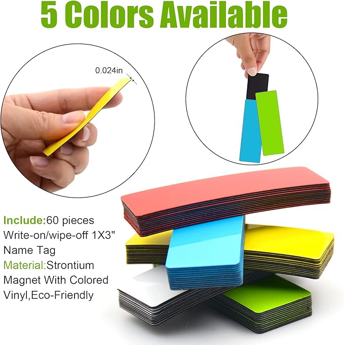 STTMGN Magnetic Dry Erase Labels (1x3,Pack of 60),Name Tags Magnets Sticker,Durable for Classroom&Office&Cabinet&Whiteboard&Refrigerator&Education&Home&More (Green) Saint Patrick's Day Gift
