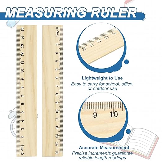 PATIKIL 6 Inch Wooden Rulers, 24Pcs Drafting Ruler Measuring Drafting Tools with Centimeters for Office Home Teacher Drawing Supplies, Wood