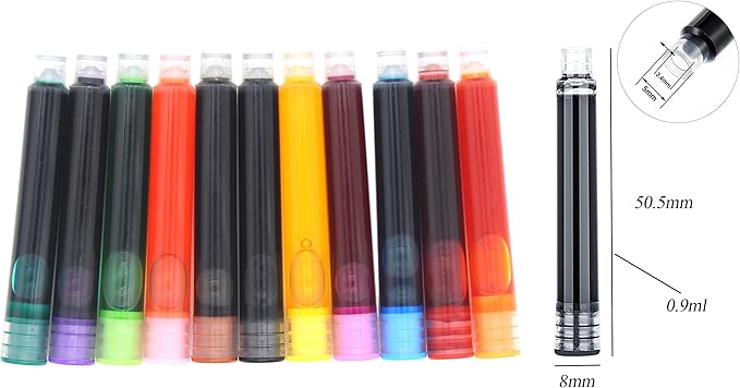 35 Pieces Ink Cartridges for Fountain Pen with Storage Box, 3.4 mm Bore Diameter, Red