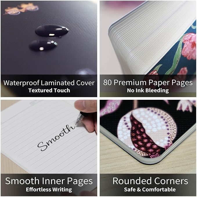 Sentudenl Stitched Composition Notebooks 2-Pack with Unique Art Designed Cover , A5 Lined Diary (8.2"L*5.5"W), Lay Flat Design, 80 Pages Office Workbooks, Thicked Paper Writes Smoothly for School and Office (Black Cats)