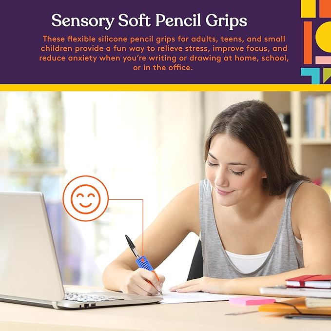 Special Supplies 50 Squishy Pencil Grips for Kids and Adults - Colorful, Cushioned Holders for Handwriting, Drawing, Coloring - Ergonomic Right or Left-Handed Use - Reusable (50-Pack)