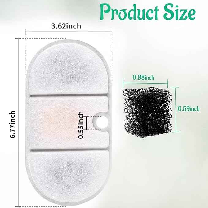 8 Pack Replacement Cat Water Fountain Filters with 8 Sponges Compatible with PETLIBRO Capsule Pet Fountain: PLWF002, 71oz/2.1L for Ultra Quiet Pet Water Fountain