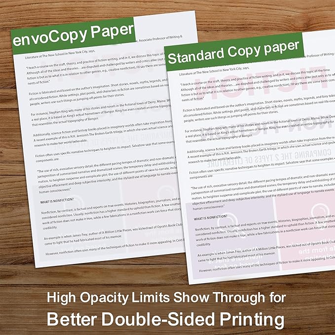 envoCopy TreeFree 100% Recycled Multipurpose Paper, 8.5" x 11", 20 lbs., White, 500 Sheets/Ream, 5 Reams