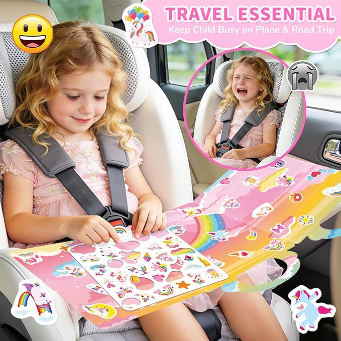 3 Sets Reusable Sticker Book for Toddlers 3-6, Jelly Sticker Books for Toddler, Travel Sticker Activity Toys for Kids 3 4 5 6 Years Old Girls & Boys (Unicorn+Magic+Wardrobe)