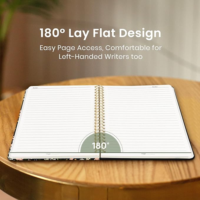 Taja Spiral Lined Journal for Women, Notebook for Work with Pretty Cover, 140 College Ruled Pages, Hardcover Notebook for Journaling, Note Taking, Bible Study, Spring Scatter