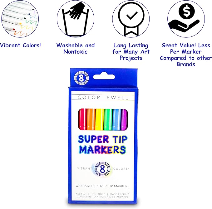 Color Swell Bulk Markers - 20 Packs 8 per Pack (160 Total) - Super Tip Bulk Markers