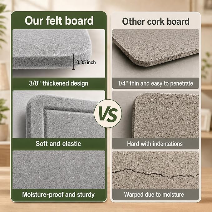 Felt Bulletin Board for Wall 72" x 48" Unfolded Size, Large Frameless Felt Pin Board, Soft Cork Board Alternative for Office, Home Planning, Notes, Photos & Wall Decor, Foldable Shipping, Easy Install