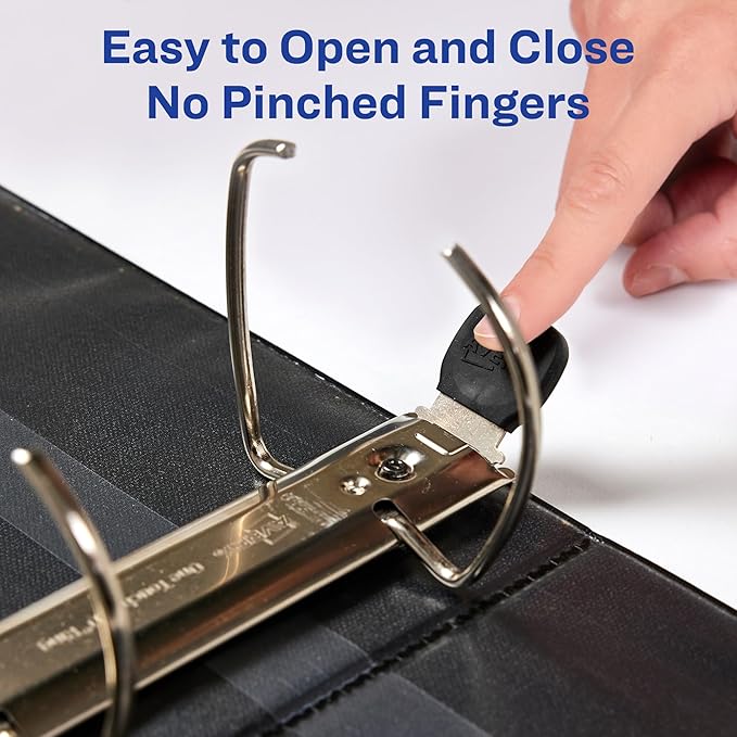Avery Heavy-Duty 3 Ring Binder with Label Holder, 4 Inch One Touch EZD Rings, 4.5 Inch Spine, 1 Black Binder (79994)
