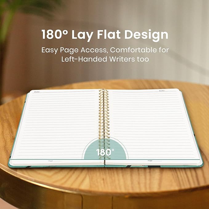 Taja Spiral Lined Journal for Women, Notebook for Work with Pretty Cover, 140 College Ruled Pages, Hardcover Notebook for Journaling, Note Taking, Bible Study, Depths Whale
