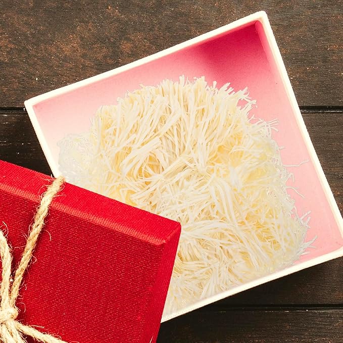 SOIMISS Raffia Grass Shredded Paper Filler 4pcs 100g Natural Ivory Box and Basket Packaging Filling for Wrapping Party Supplies