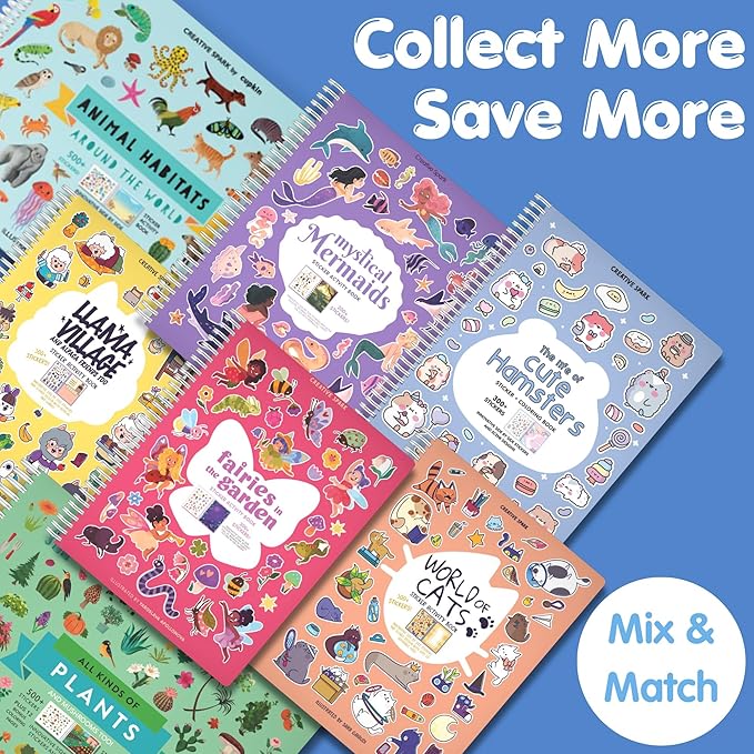 Cupkin Hello Bugs Sticker Book Activity for Kids, Toddler Airplane Travel Essentials, 500+ Bugs Stickers for Kids + 12 Scenes + 12 Coloring Book Pages, Bug Lover Gift, Children's Crafts Ages 2–8 Years