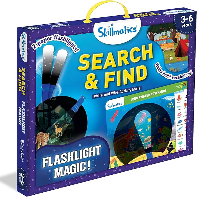 Skillmatics Preschool Learning Activity - Search and Find Flashlight Magic, Educational Game for Kids, Toddlers Who Love Toys, Art & Craft Activities, Gifts for Girls and Boys Ages 3, 4, 5, 6
