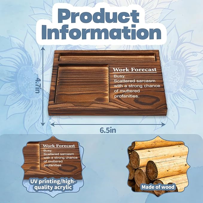 FOUGSTA Funny Office Gifts for Women, Gag Office Gifts for Women, Decor Present for Friend,Wooden Notepad Pen Holder With Funny Quotes,16.5 x 12 x 1.5 cm,XXN10