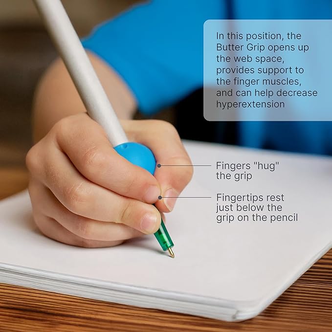 ARK Butter Pencil Grip, Web Space Opener for Proper Finger Positioning & Improved Handwriting, Pencil Grips for Kids, Occupational Therapy Tools, Teal, 2-Pack