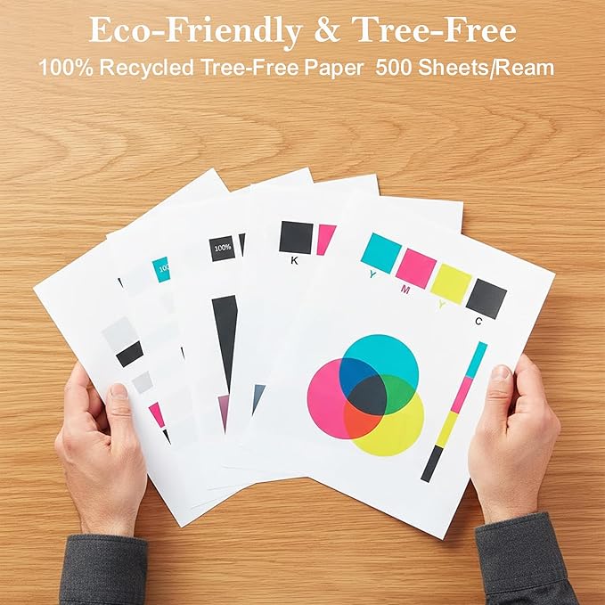 EnvoCopy 100% Recycled Tree-Free Sustainable Printer Copy Paper, 8.5" x 11" Letter Size, 500 Sheets/Ream, 8 Reams