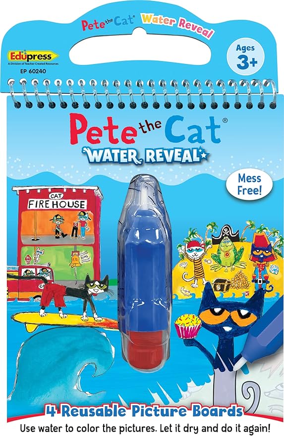 Teacher Created Resources Pete The Cat Reusable Sticker Pad and Water Reveal Activity Book Set for Kids