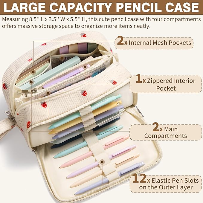 62PCS Aesthetic School Supplies, Cute Back to School Supplies College Essentials Preppy Stationary Set with Large Pencil Pouch Case, Pastel Highlighters Gel Pens Mechanical Pencils for Student Girls