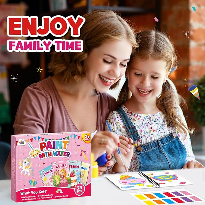 ZMLM 24 Water Coloring Books for Kids Party Favors - Bulk Mini Coloring Books for Kids Ages 4-8,Small Birthday Goodie Bag Stuffers School Teacher Return Gift Art Crafts Classroom Prizes (Girl)
