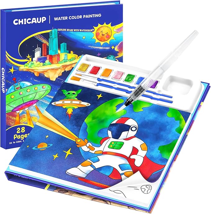 Paint with Water Coloring Books for Kids, Mess Free Watercolor Painting Kit Painting Activity for Kids Ages 3-5 4-8, Arts Crafts Drawing Gift Toy for Boy Girl (Dark Blue)