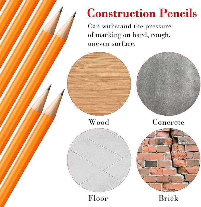 Fainne 48 Pcs Jumbo Pencil, Wooden Pencil with Black Core for Carpenters Construction Workers Woodworkers Framers Beginners Students Teachers DIY Project(Orange,Round)