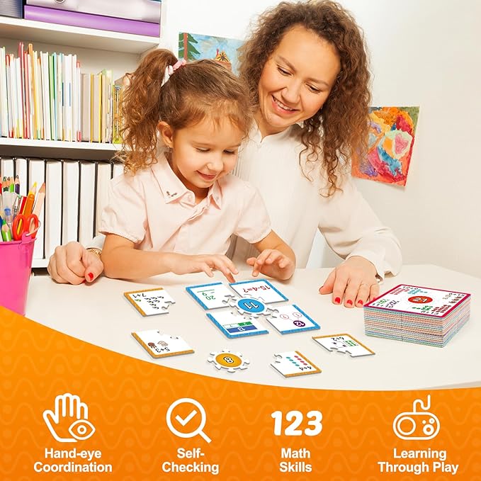 Torlam Addition and Subtraction Puzzle Cards Math Manipulatives Kindergarten Math Games for Kids, Homeschool Supplies Classroom Must Haves Preschool Learning Games Flash Cards Puzzles Toys