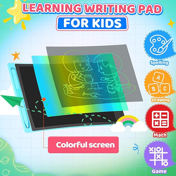 4 Pack LCD Writing Tablet for Kids, Travel Toys for Toddlers 8.5 Inch Doodle Writing Board Drawing Pad,Classroom Quiet Preschool Activities Educational Toy Gift for Toddler Boy Age 3 4 5 6