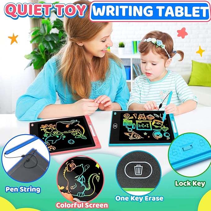 8 Pack LCD Writing Tablet for Kid, 8.5 Inch Doodle Writing Board Drawing Pad, Airplane Travel Activities Quiet Calm Down Classroom Learning Toy for Boy Girl Age 3 4 5 6 7 8 Easter Basket Stuffer