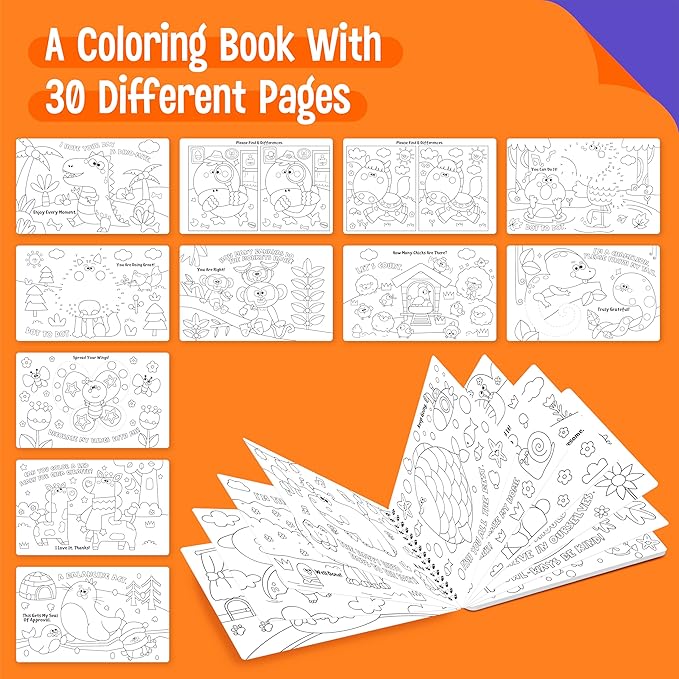 SpriteGru Coloring Activity Book, 30 Dry-Erase Pages Animals to Color, Fun & Creative Coloring Pages for Toddlers, Kids, Teens, Adults, Reusable Activity Pad for Road Trip, Travel, at Home