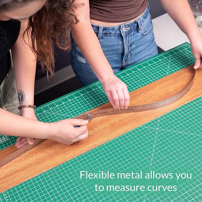 Breman Precision Metal Ruler 15 Inch Cork Back – 10 Pk Stainless Steel Straight Edge, Flexible Non-Slip Metal Ruler with Cork Backing – Imperial & Metric for Crafting, School, Workshop & Home Use