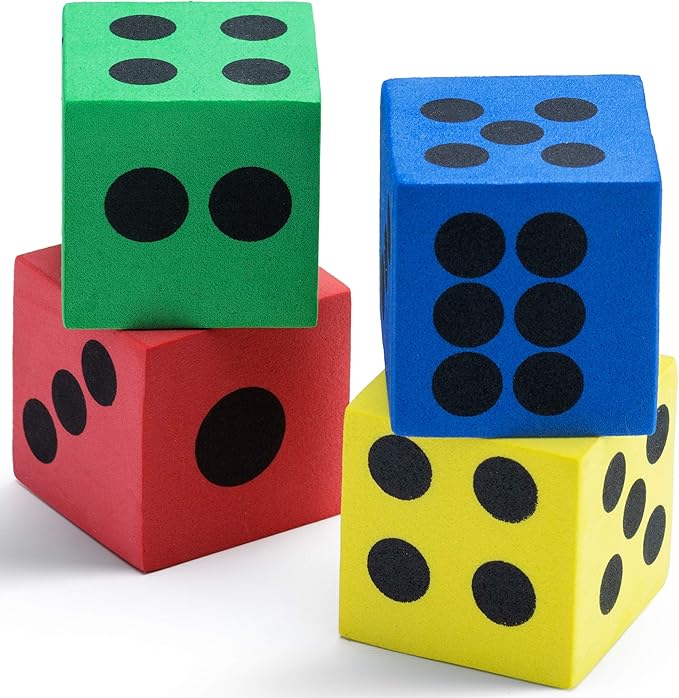 Foam Dice Set - Bulk Pack of 36, 1.5 Inch Large Assorted Colorful Foam Dice Cubes with Number Dots, Use for Kids, Classrooms, Math Games, Building Toys, Party Supplies by Bedwina