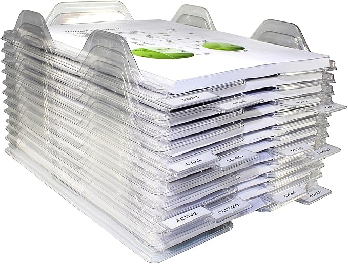 File Organizers - Letter Size, Stackable Trays for Desk - for Office Files, Mail, Documents - 48 Pack