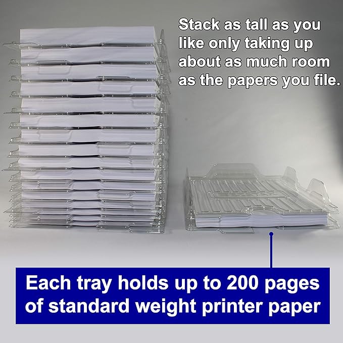 File Organizers - Letter Size, Stackable Trays for Desk - for Office Files, Mail, Documents - 48 Pack