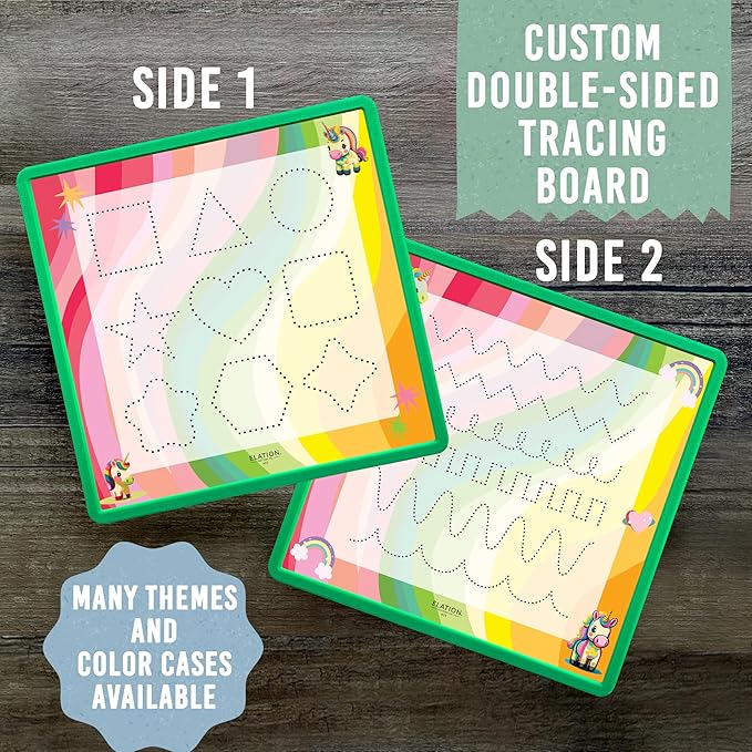 Kid's Name Tracing Board | Dry Erase Practice Letters | Reusable Name Tracing Board | Trace Letters Numbers Shapes Lines | Personalized | Baby Unicorn Theme