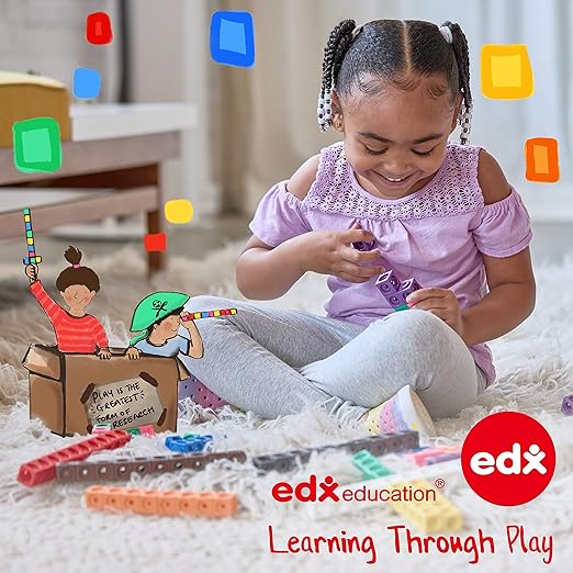 edxeducation Geo Links | Mini Jar | Set of 144 | Linking Shapes | 6 Colors | Practice Shape Recognition, Counting, Sorting and More